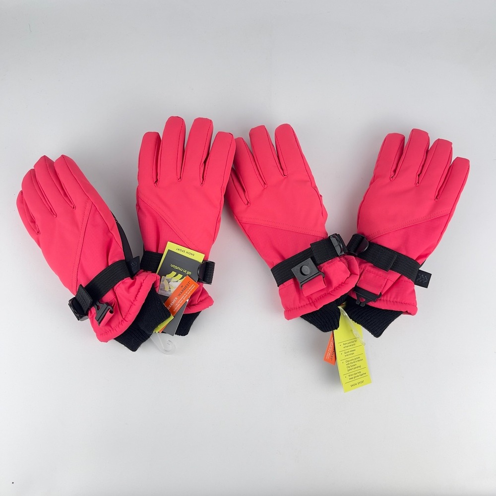 Pair of 2 All in Motion Ski Gloves Unisex 4-7‎ Pink Zipper Insulated Snow Sports